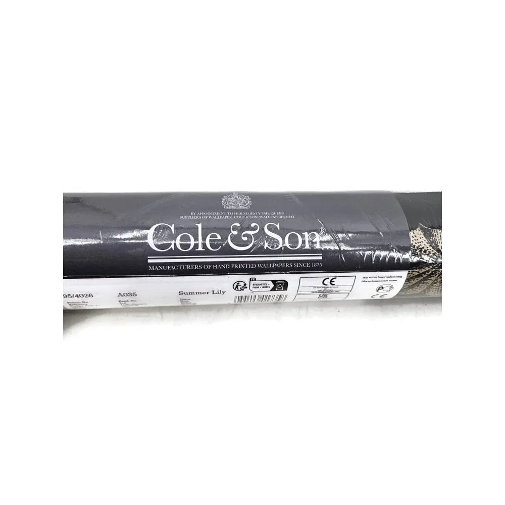 New Cole & Son Summer Lily Wallpaper Black Wht Gold 95/4026 A035 10.05m x 68.6cm